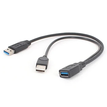 Cablu USB 3.0 Dual Taxa de Putere Cabluri Y Adaptor de sex Masculin La Feminin cablu Cablu de 30CM de Înaltă Calitate