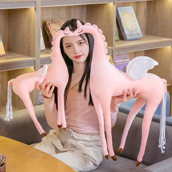 55-80cm Unicorn de Pluș Jucărie Moale de Pluș Unicorn Desene animate Păpuși Animal Cal de Jucărie Pentru Copii Ziua de nastere Cadouri de Craciun cadouri