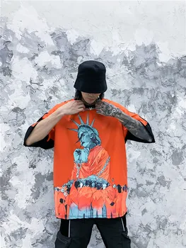 Oamenii Amuzant Zeița Libertății Imprimat Cu Maneci Scurte T Shirt Streetwear De Vară 2020 Harajuku Hip Hop De Top Teuri De Moda De Sex Masculin Tricouri