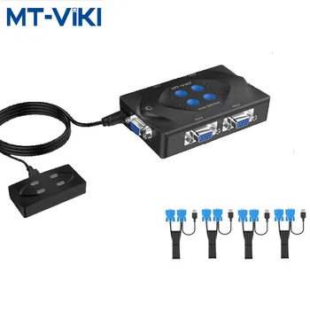MT-VIKI 4 Porturi Switch KVM 4 In 1 Multi Computer Switch USB VGA Impartasesti Imprimantă, Tastatură, Mouse-ul a Comuta MT-401KM