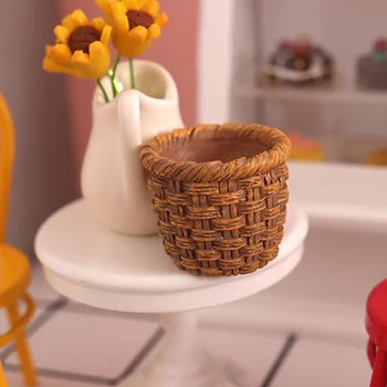 Mini 1/12 casă de Păpuși Drăguț Rattan Rama Mână-țesute de Legume Mâncare de Depozitare Coș de Păpuși Miniaturale de Decor New Sosire