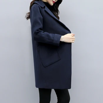 Noi 2019 Femeie Haină De Lână De Înaltă Calitate Jacheta De Iarna Pentru Femei Subțire De Lână Lung De Cașmir Palton Casual Cardigan Jachete Amestec Elegant
