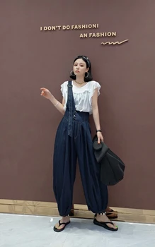 Personalizate curea blugi de vară 2020 blugi de moda coreeană unul-umăr personalizate femei vrac vrac subțire tide marca pantaloni