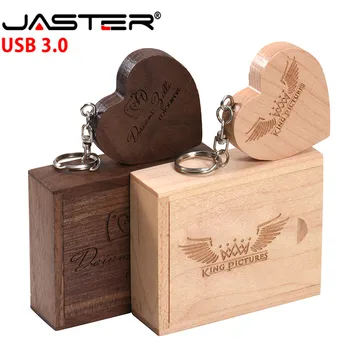 JASTER 2018 fierbinte de vânzare din lemn de Dragoste în formă de inimă USB+CUTIE USB 3.0, 4GB 8GB 16GB 32GB 64GB USB flash drive (gratuit logo-ul personalizat)