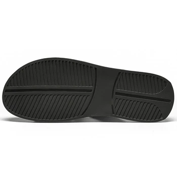 New Sosire Autentice din Piele de Om Plat Sandale de Vară Confortabil de sex Masculin Papuci de Plajă de zi cu Zi în aer liber Bărbați Respirabil Pantofi FHS232