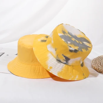 1 BUC Unisex de Culoare Curcubeu Găleată Pălărie de Bumbac Pliabil față-Verso Pescar Capac Femei Bărbați în aer liber protecție Solară Pliabilă Hip hop Pălărie
