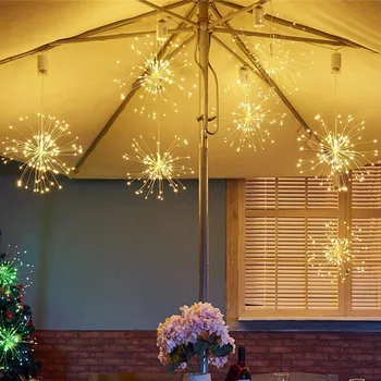 Thrisdar 200 LED-uri de Crăciun Agățat Starburst Șir Lumina DIY foc de artificii Sârmă de Cupru Zână Lumina Ghirlanda de crăciun Sclipire de Lumină