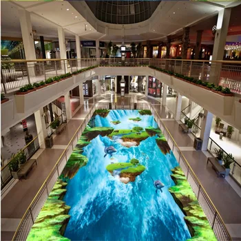 Wellyu Personalizate la scară mare pictură murală din pvc podea 3D masina de cascada Oceania impermeabil îngroșarea trotuar rezistent la uzura podea 3D