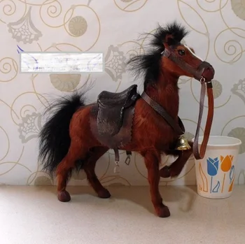 Mare 24x6x22cm cal maro model,polietilenă& blanuri cal cu șa ,artizanat, decorațiuni interioare jucărie cadou a2099