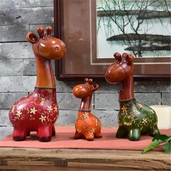 Chineză Stil de Desen Colorat Rășină Familie de Trei Cerb Drăguț Decorare Camera de zi cu TV Cabinet Figurine de Animale Ornamente X2281