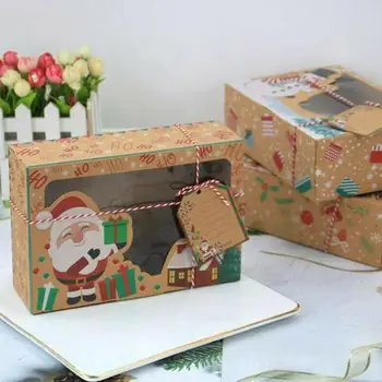 European stil nou de hârtie kraft cutie de hârtie kraft cutie mare de bomboane de Crăciun turtă dulce cutie pvc caseta de cookie fereastra P7I9