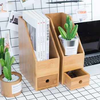Creative rechizite de birou desktop cutie de depozitare cu sertar A4 carte de bambus cutie de depozitare