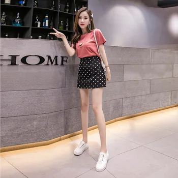 Faldas Mujer Moda 2020 Coreeană De Moda De Îmbrăcăminte Dot Print Scurt Mini-Fuste Casual-Linie Plus Dimensiunea Stil Coreean Toamna Fusta