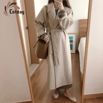 Cotday Lână Lungă Deschide Ochi Vrac Femei 2020 Cel Mai Bun Casual, Coreea Stil Cald Iarna Plus Dimensiune Manteau De Lână Amestec Palton