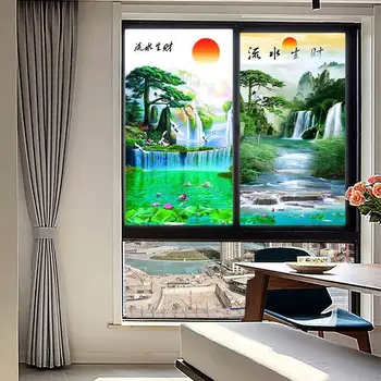 Chineză stil de sticlă autocolant electrostatic mată living birou anti-orbire toaletă film