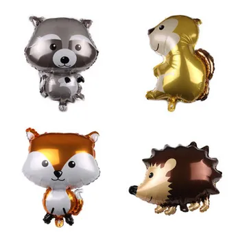 7pcs/mulțime de Desene animate Folie Fox Baloane cu Animale Raton Vulpe, Arici de Film de Aluminiu Numărul de Balon Set Petrecere Decoratiuni