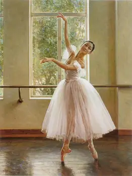 Balet Elegant, Fete cu Fusta Alba de Panza Printuri de Arta de Perete Moderne Picturi Moderne Acasă Decor Interior de Perete de Artă