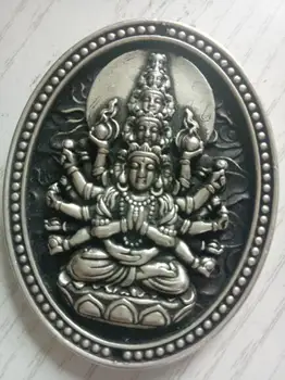 Tibet argint sculptate manual Budist Avalokiteshvara, Buddha Mantra Pandantive