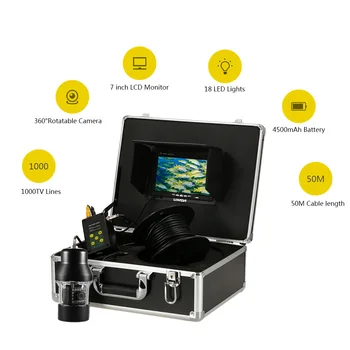 Lixada 1000TVL Sub Pescuit Camera 18 Led-uri de 360 de Grade de Rotație Camera de Pește Finder Monitor LCD de 7 Inch 20m/50m/100m Cablu