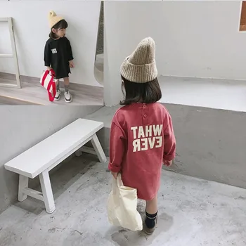 Primavara Toamna Bluza Fete Copii Copii Timp De Tricouri Imprimate Cu Litere De Bumbac O-Gat Fete Topuri Teuri Stil Japonez