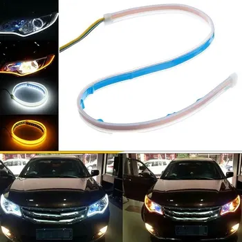 1BUC 45/60cm Două culori de Lumină LED Bar Auto de Semnalizare HeadlightsLED Lumina Benzi de Silicon Ghid de Lumina Benzi Streamer Bar Lampa