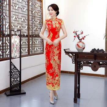Petrecere de moda Cheongsam Oriental Rochie de Seara Stil Chinezesc Femei Elegante Qipao Sexy Robă Lungă Retro Vestido Plus Dimensiune S-4XL