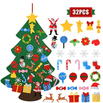 Copii DIY Simțit Pomul de Crăciun Decor de Crăciun pentru Acasă Navidad 2021 Anul Nou, Cadouri, Ornamente de Crăciun, Moș Crăciun, Pom de Crăciun