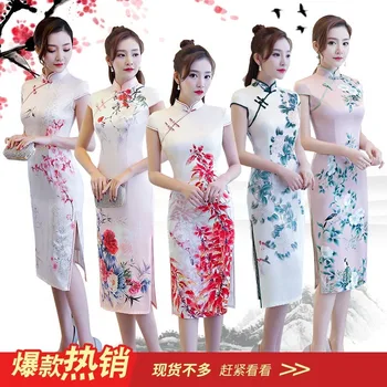 Noul mediu - lung stil cheongsam cu stand guler mare fantă cheongsam moda slim modificat retro stil Chinezesc cheongsam