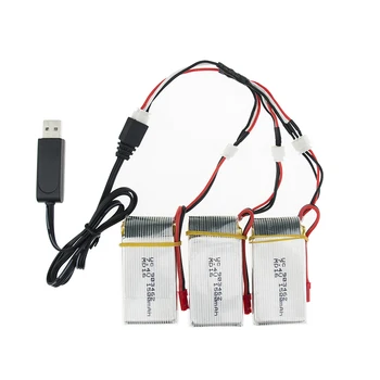 3pcs/lot 2S Cu 1split3 cablu USB și încărcător 7.4 V 1500Mah 25C JST plug Acumulator Lipo Pentru WLtoys V913 L959 L 202 Jucărie baterie RC