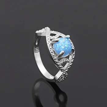 Elegant Albastru Opal Oval Ring Bijuterii De Argint De Culoare Romantic Cruce De Piatră În Stil Inel Pentru Femei Accesorii Bijoux Femme