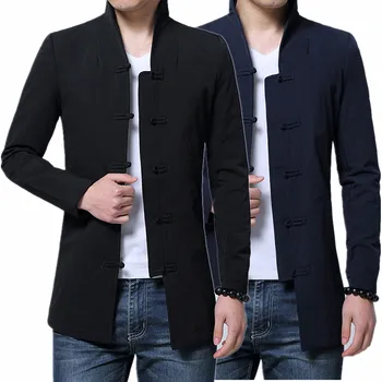 Chineză Stil Sacou Barbati Casual Moda de sex Masculin Sus 2021 Nou Albastru Negru Mens Haine Mai bun Pop Confortabil Palton Barbati 4xl