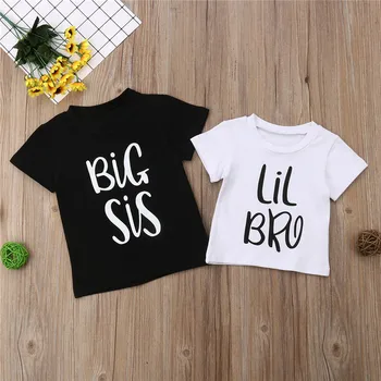 Baby Boy Fata de Vara din Bumbac T-shirt Sora mai Mare/Frate mai Mic de Potrivire Topuri 2019 Casual de Vara tricou Pentru Baieti Fete Trusouri