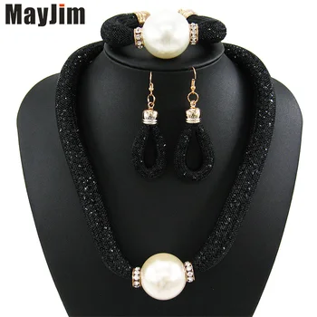 MayJim Moda Femei 2018 perla seturi de bijuterii Vintage perla mare ecran de Mătase de Cristal Coliere si Pandantiv bijuterii seturi de Accesorii
