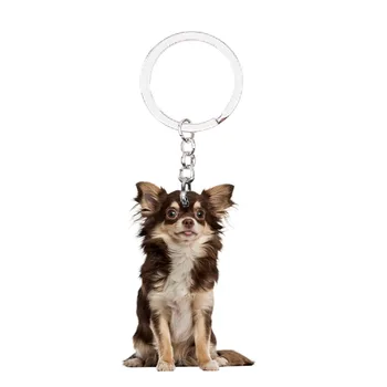Câine Chihuahua Animal Breloc accesorii pentru cheile de la Mașină NU 3D kawaii farmec geanta barbati llaveros animale de Companie mai buni prieteni Cadou de lux plat sac