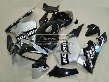 Plastic de turnare prin injecție drum carenajele pentru Honda repsol CBR 600 RR carenaj 2005 2006 600RR CBR600RR 05 06 negru argintiu kit