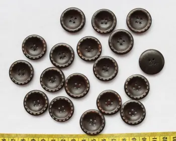 DIY Set de 200pcs din Lemn Rotund Negru Cafea 4 găuri Butoanele de Lemn 25mm