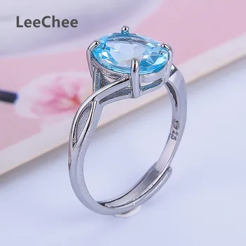 LeeChee albastru topaz inel pentru femei uzura de zi cu zi 8*10mm piatră prețioasă de bijuterii moda stil liber nava real 925 Masiv Sterling de Argint