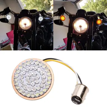 Motocicleta Alb/Ambră 1157 Glonț Fata cu LED-uri de Semnalizare Insertii Pentru Dyna Super Glide Custom FXDC, FLHR Road King