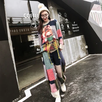 2020 Primăvara și Toamna Noua Moda Guler Patch-uri Imprimate Panglica de Culoare de Potrivire Carouri Pulover Costum din Două Piese Set pentru Femei