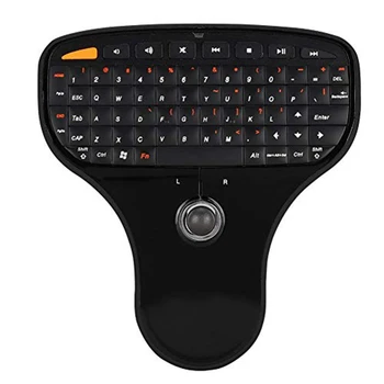 Wireless Multimedia Tastatura cu Trackball-ul Mouse USB Mini Tastatura cu Built-in Receptor Raza de 10M pentru Smart TV, Negru
