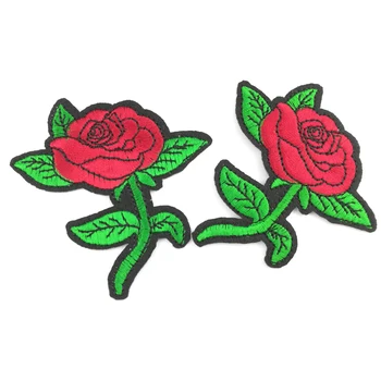 10buc/Lot Trandafir Rosu Floare Broderie Frunze de Fier Pe Aplicatiile de Patch-uri de Cusut Pe Patch-uri Ambarcațiuni Autocolant Îmbrăcăminte DIY Accesorii