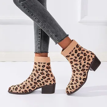 Pantofi pentru femei de moda noua superba șosete cizme groase cu talpa moale elastic confortabil cizme Martin mare pantofi