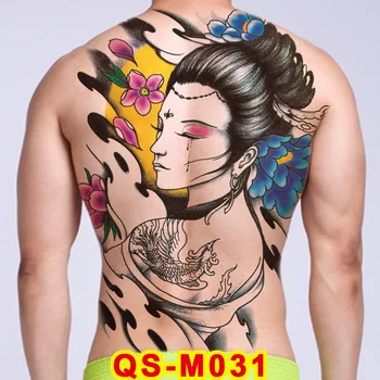 Temporare tatuaje spate pentru baieti body art autocolant tatuaj sexy bărbați tatuaje caractere chinezești wukong negru tatuaj de apă de mare decal