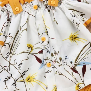 Copil de vara Fete Casual, Haine de Bumbac Set Curea Florale Off-umăr Topuri tricou+Pantaloni Largi Costume Costum Set