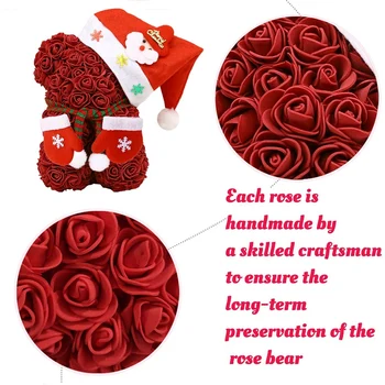 Floare trandafir - Urs de Crăciun a Crescut Teddy Bear - zile de Naștere,Ziua Îndrăgostiților - Clar Cutie Cadou Incluse