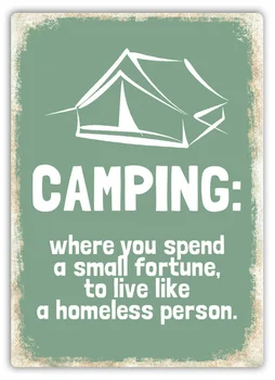 Camping de a Trăi ca o persoană fără adăpost VERDE Tin Semn art decor de perete,vintage aluminiu retro de metal sign