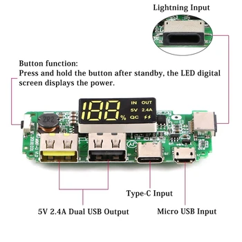 Dual USB 5V 2.4 a 18650 Incarcator Bord Supraincarcare Protectie la Scurt-Circuit