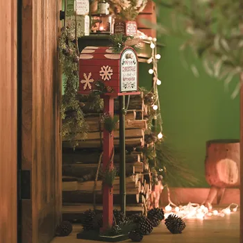 Nordic retro podea de lemn cutie poștală de Crăciun, mall, restaurant interior fereastra scena decor decor decor