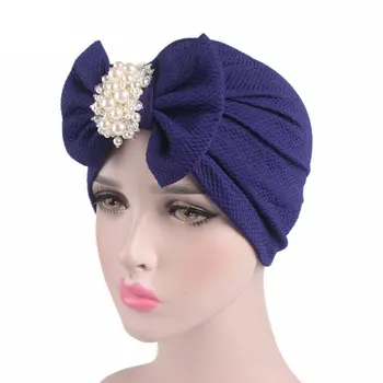 NOU Lux Turban Folie Cap Pălăria Cu Margele Pandantiv Femei Pălării Beanie Cap Mare Bowknot Accesorii de Par Headwrap