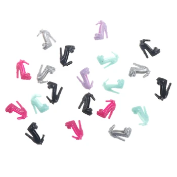 10Pairs Asortate Moda Sandale Colorate Copie de Cristal Pantofi cu Tocuri de Haine Rochie Pentru Papusa Accesorii